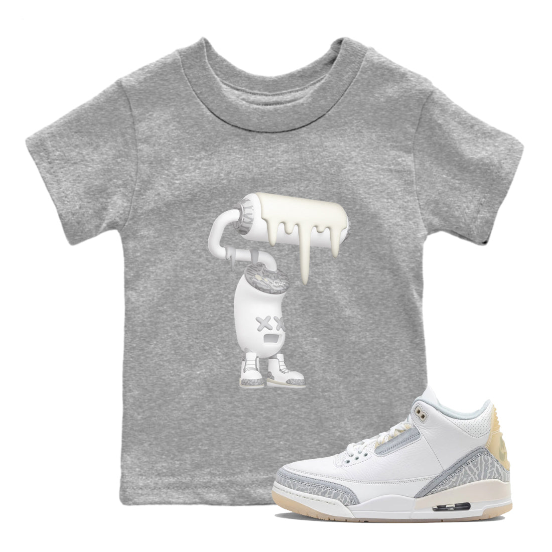3D Paint Roller snkmatch Tees Kids - Air Jordan 3 Ivory