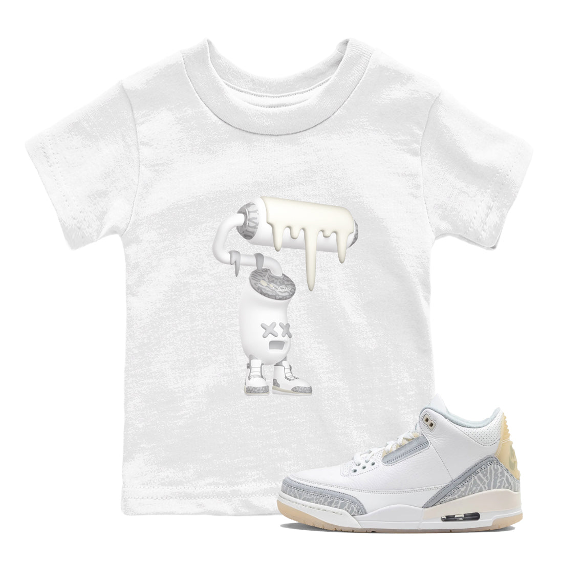 3D Paint Roller snkmatch Tees Kids - Air Jordan 3 Ivory