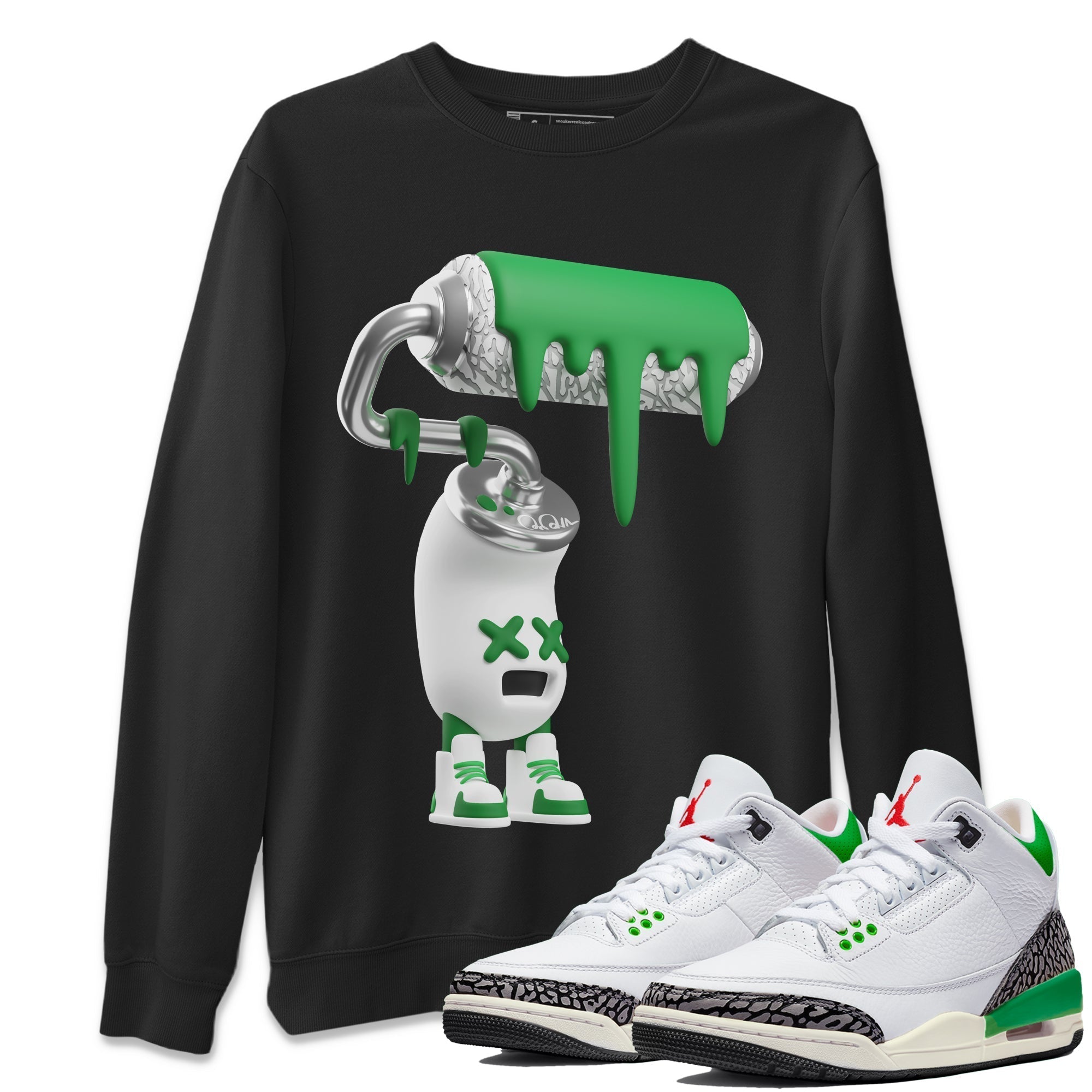 3D Paint Roller Unisex Tops - Air Jordan 3 Lucky Green
