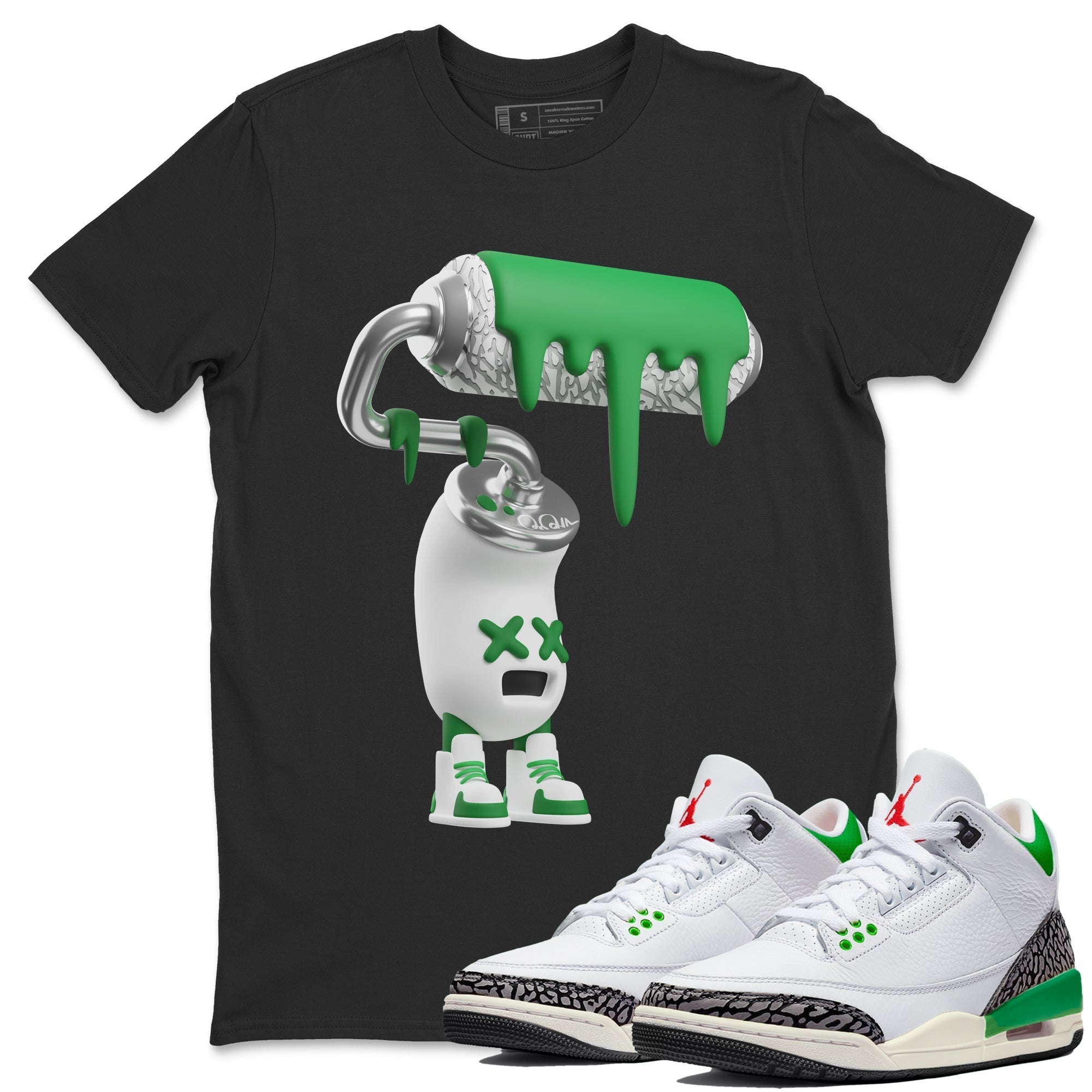 3D Paint Roller Unisex Tops - Air Jordan 3 Lucky Green