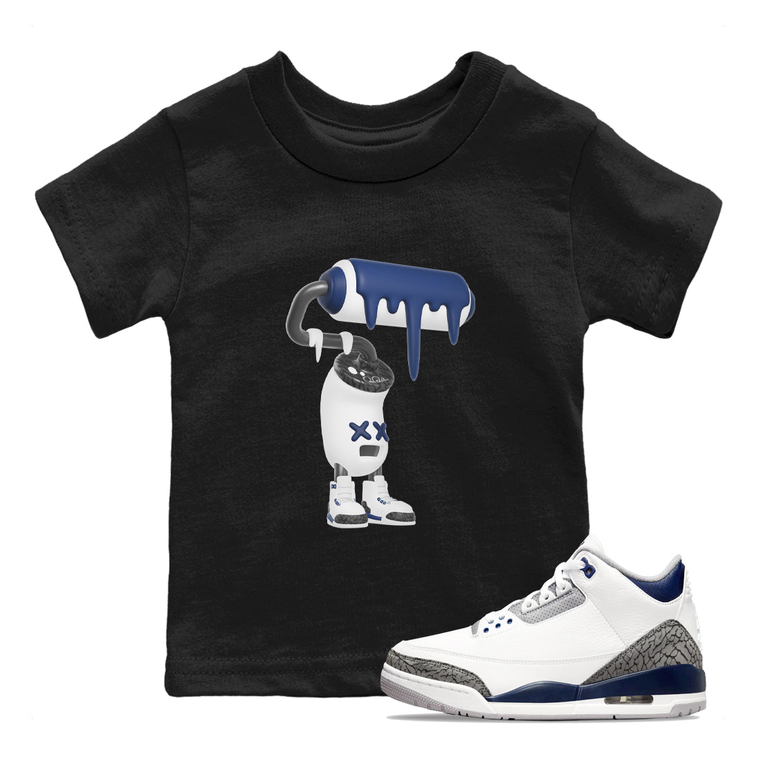 3D Paint Roller snkmatch Tees Kids - Air Jordan 3 Midnight Navy 2023