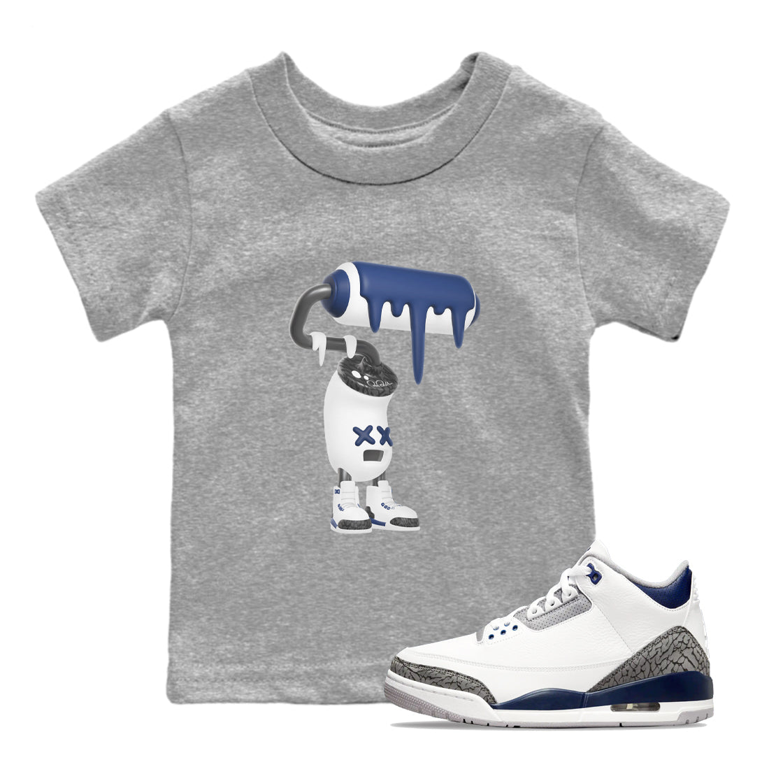 3D Paint Roller snkmatch Tees Kids - Air Jordan 3 Midnight Navy 2023