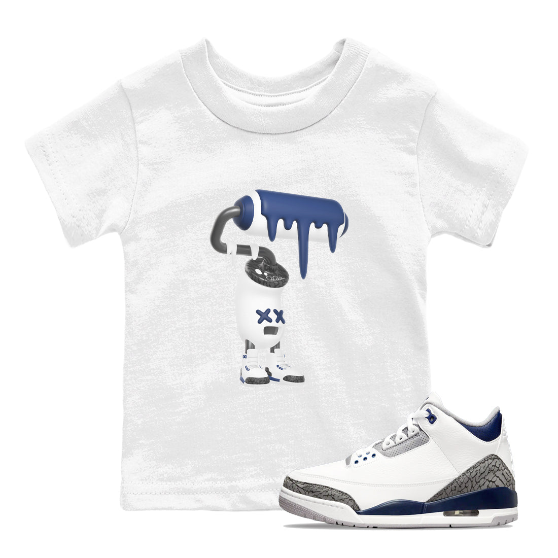 3D Paint Roller snkmatch Tees Kids - Air Jordan 3 Midnight Navy 2023
