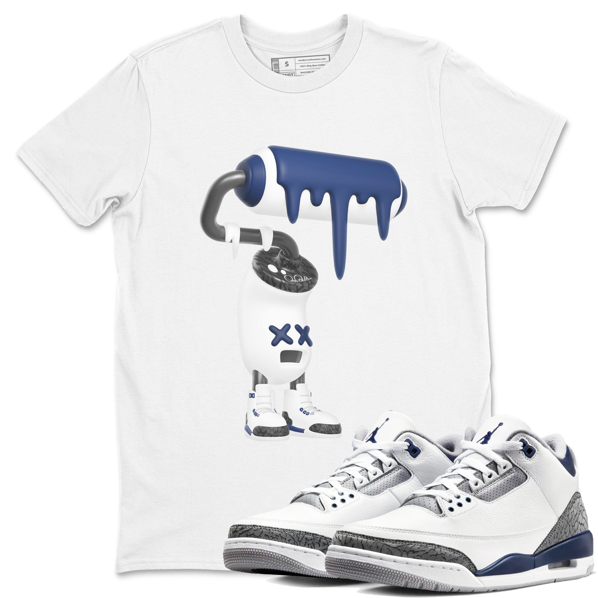 3D Paint Roller snkmatch Tees - Air Jordan 3 Midnight Navy 2023
