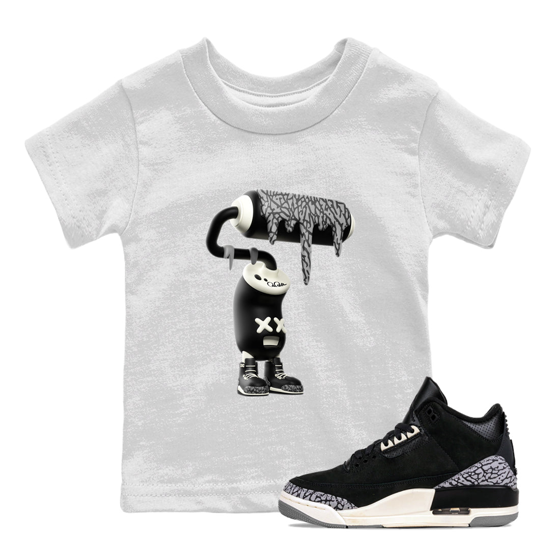 3D Paint Roller snkmatch Tee Kids - Air Jordan 3 Off Noir