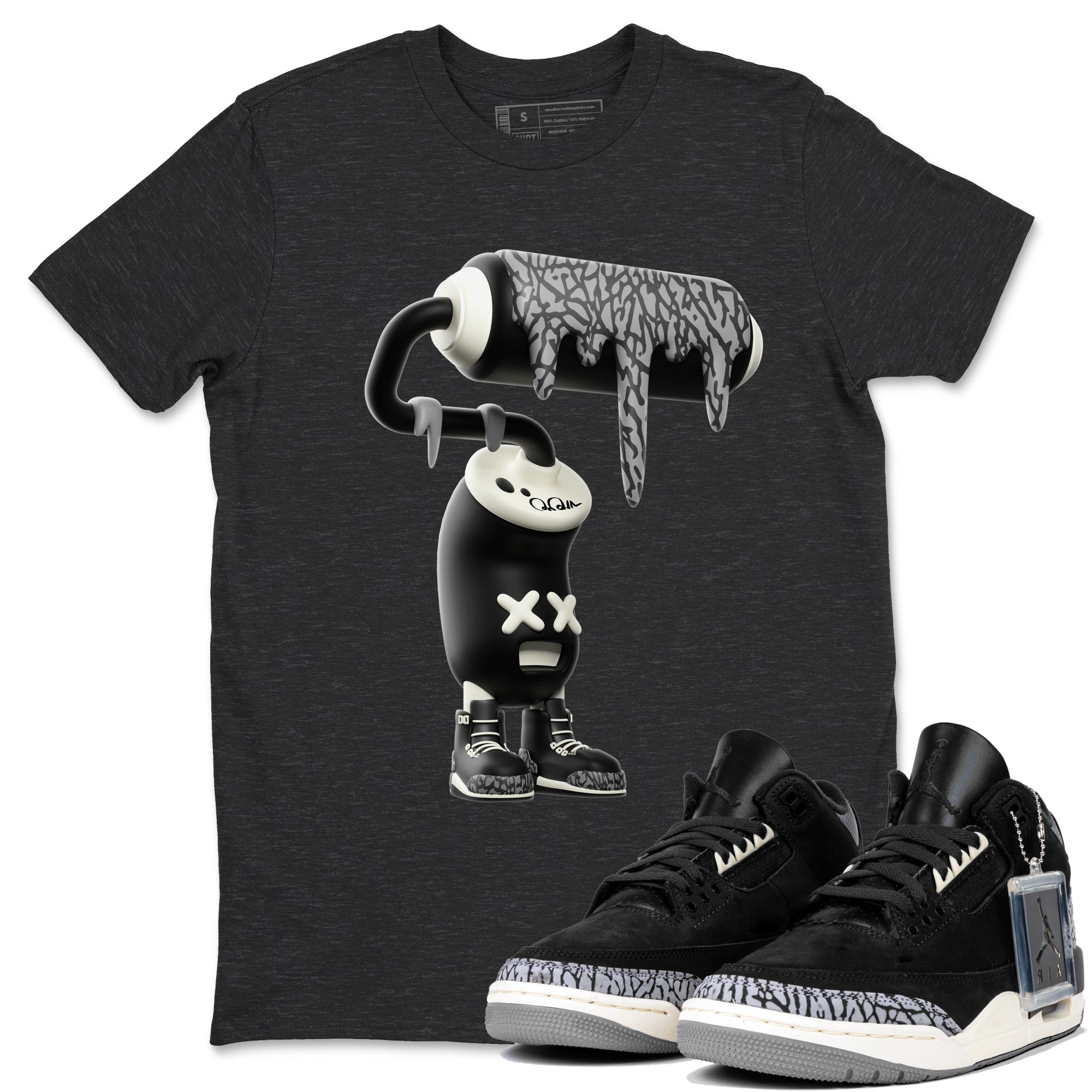 3D Paint Roller snkmatch Tee - Air Jordan 3 Off Noir