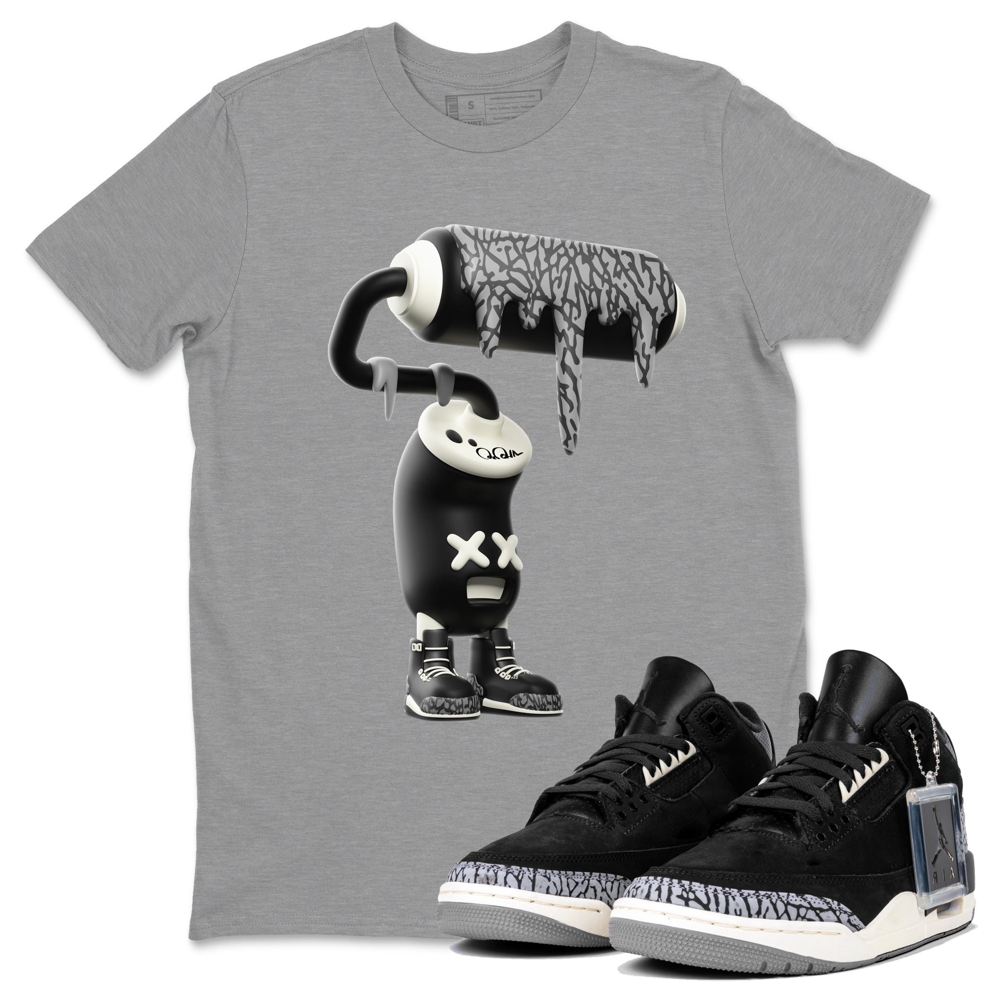 3D Paint Roller snkmatch Tee - Air Jordan 3 Off Noir