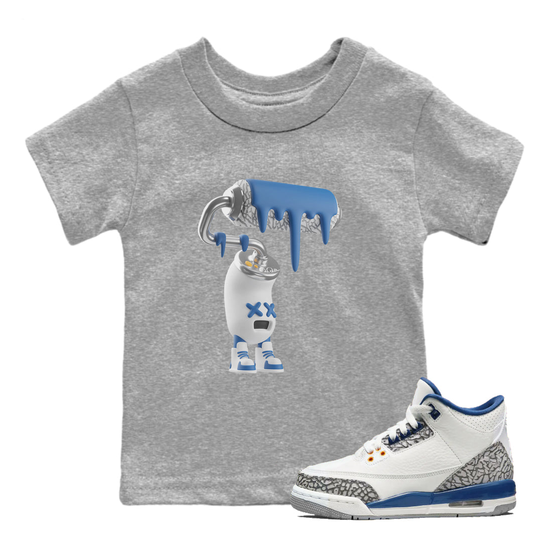 3D Paint Roller Kids Tops - Air Jordan 3 Wizards