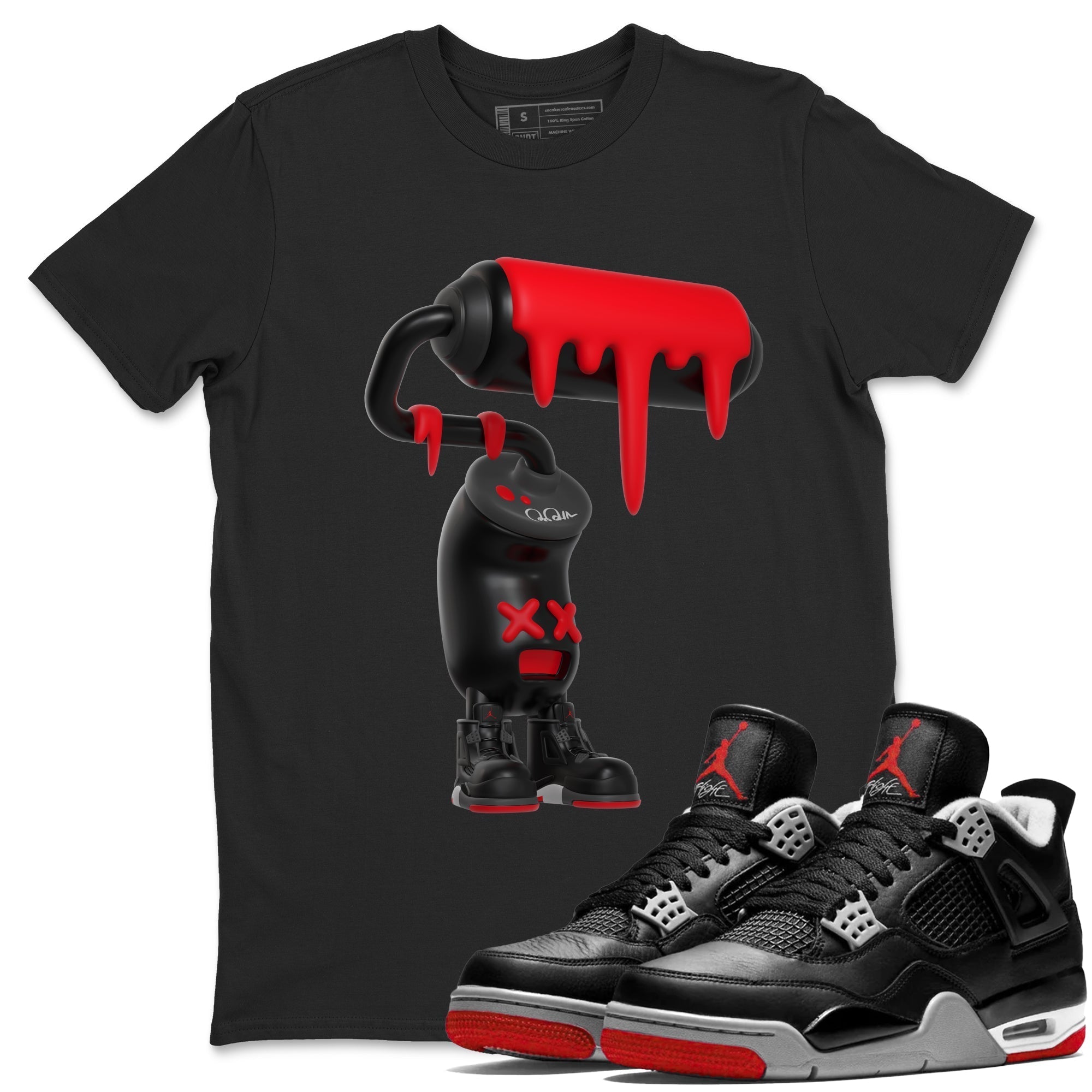 3D Paint Roller snkmatch Tee - Air Jordan 4 Bred Reimagined
