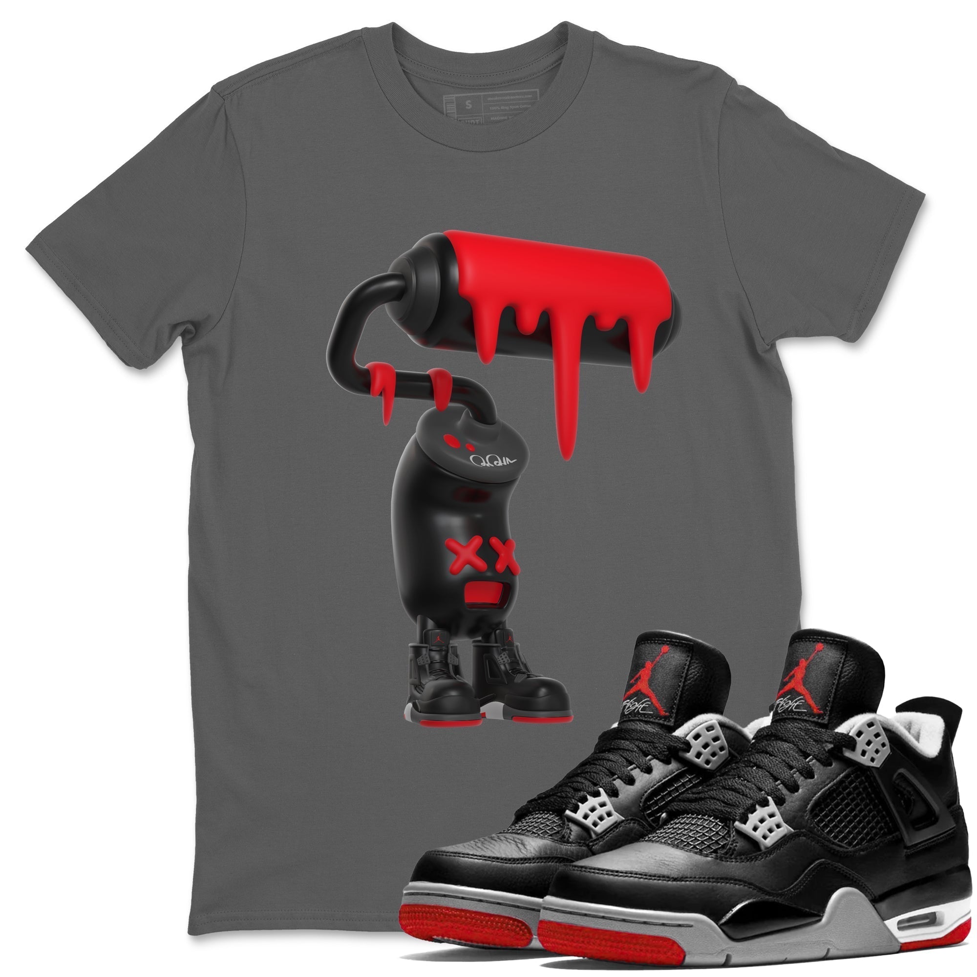 3D Paint Roller snkmatch Tee - Air Jordan 4 Bred Reimagined