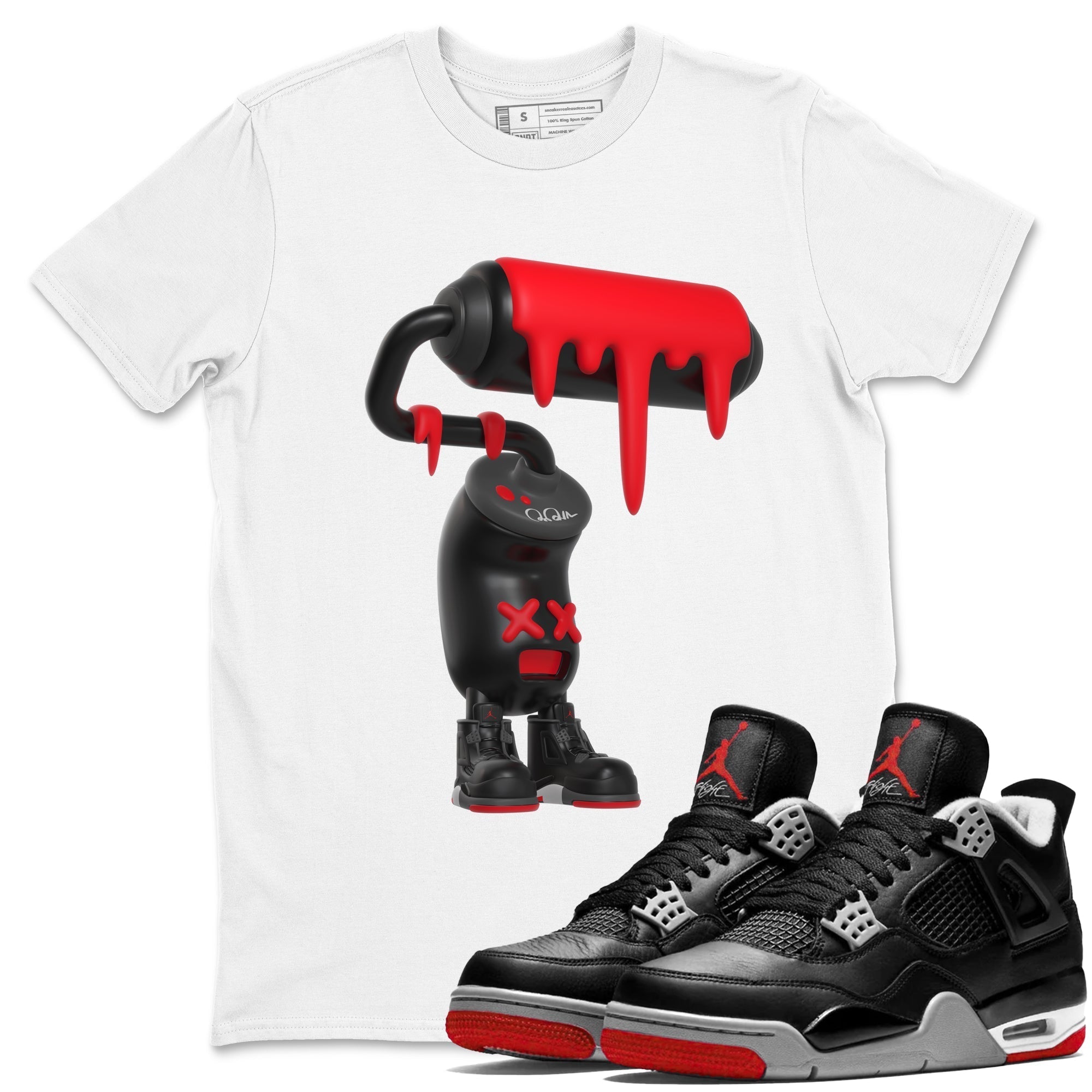 3D Paint Roller snkmatch Tee - Air Jordan 4 Bred Reimagined
