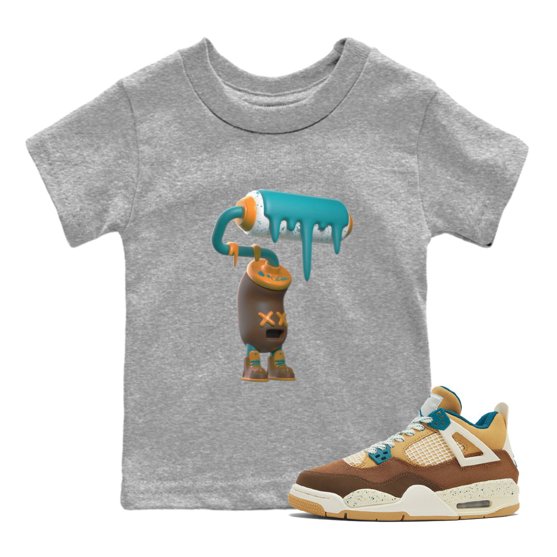 3D Paint Roller snkmatch Tee Kids - Air Jordan 4 Cacao Wow