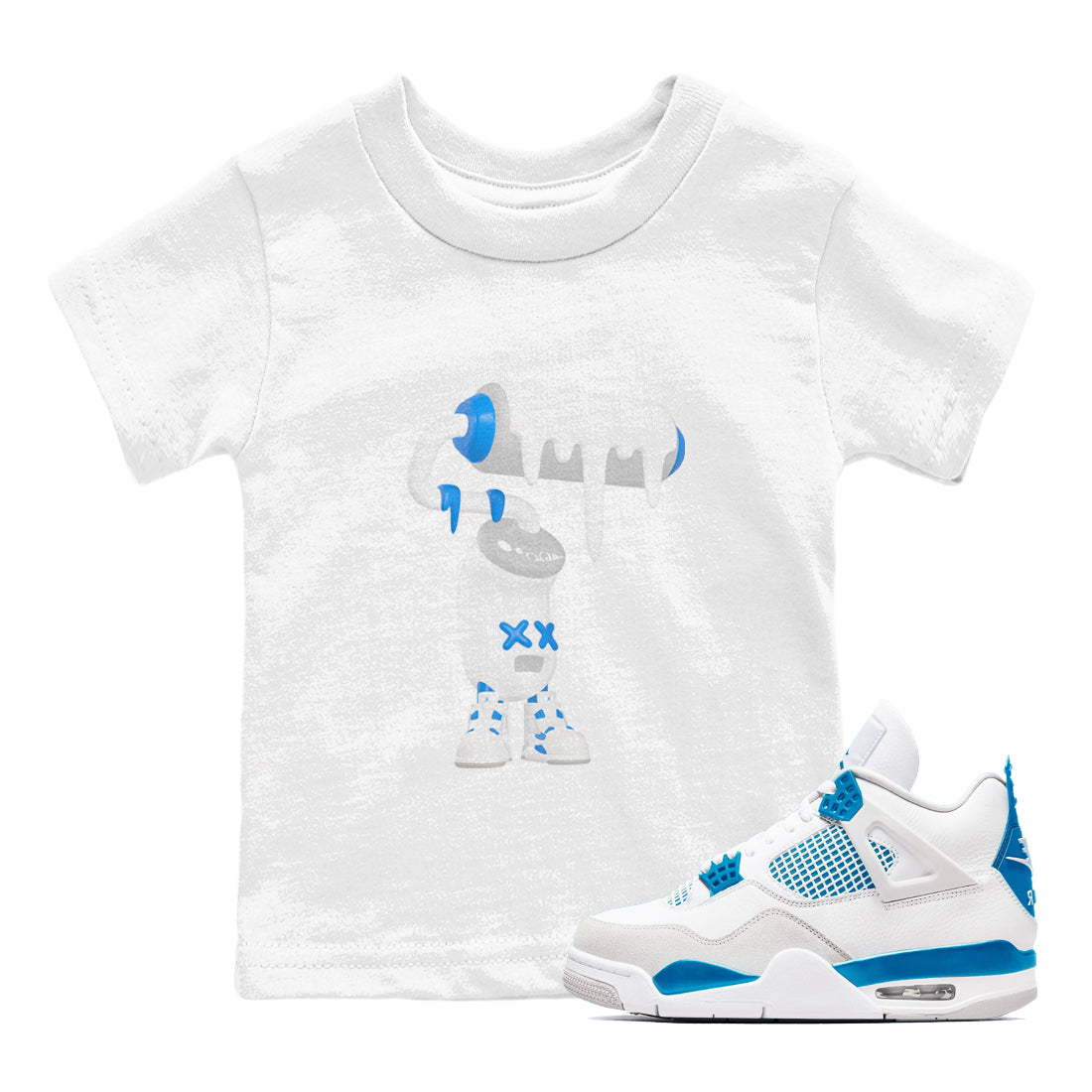 3D Paint Roller snkmatch Tees Kids - Air Jordan 4 Military Blue