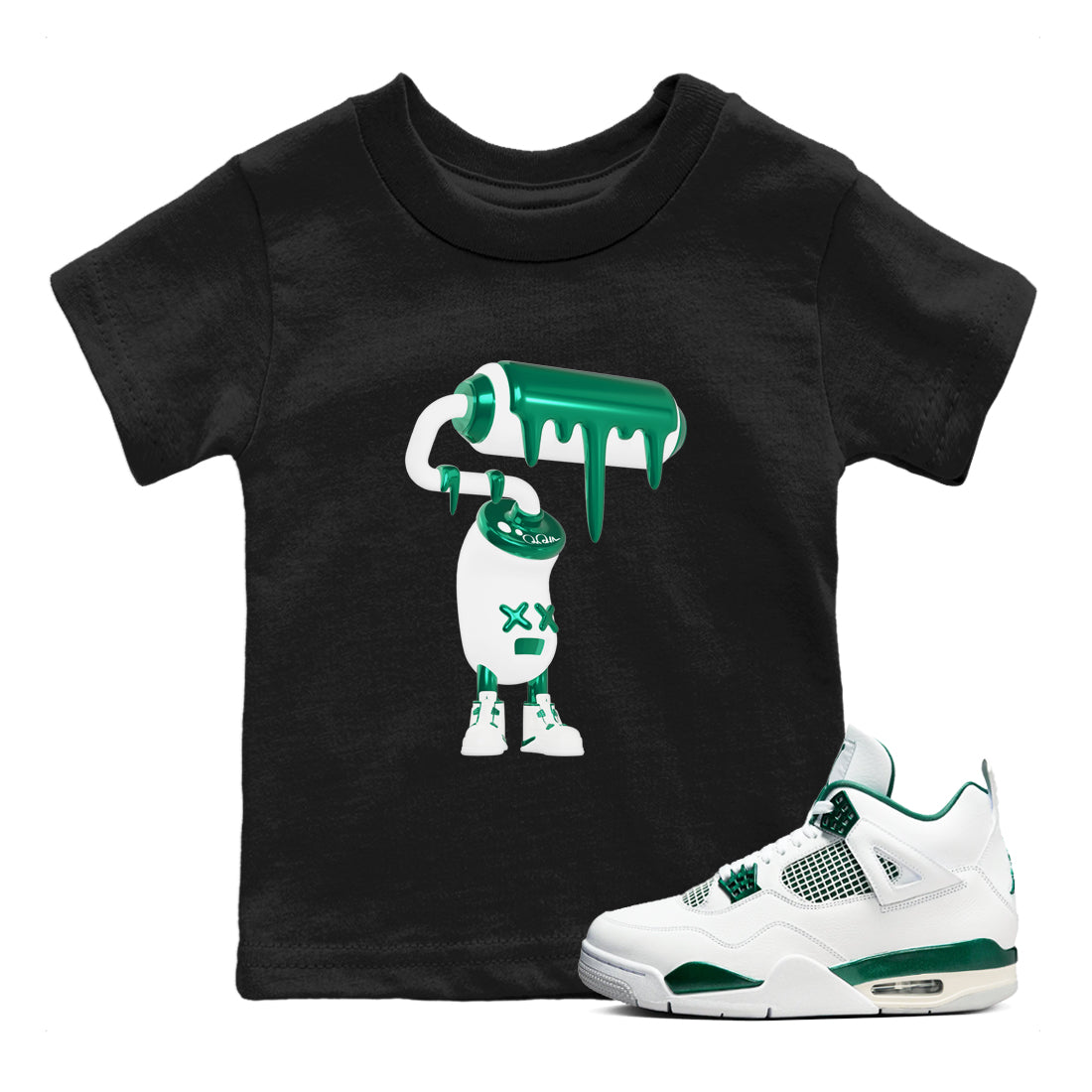 3D Paint Roller snkmatch Tees Kids - Air Jordan 4 Oxidized Green