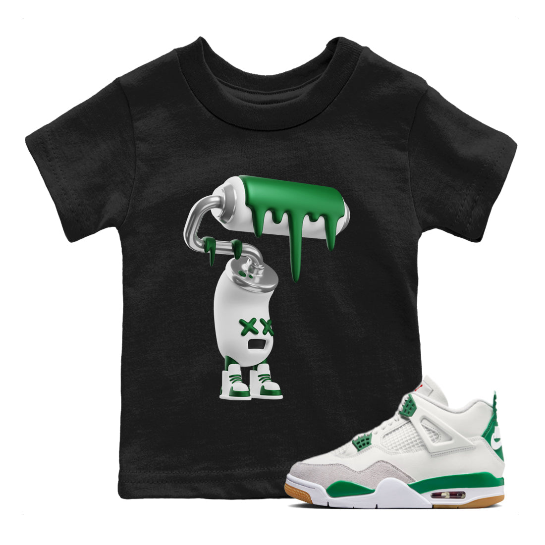 3D Paint Roller Kids Tops - Air Jordan 4 Pine Green SB