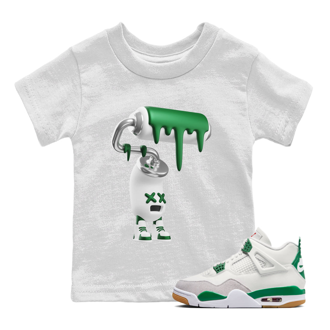 3D Paint Roller Kids Tops - Air Jordan 4 Pine Green SB