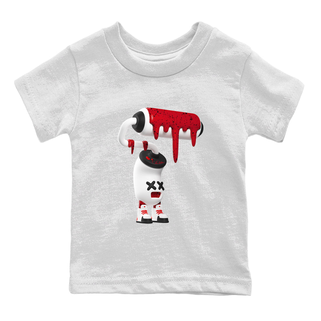 3D Paint Roller Kids Tops - Air Jordan 4 Red Cement