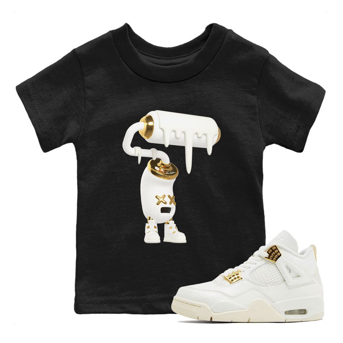 3D Paint Roller snkmatch Tees Kids - Air Jordan 4 Sail 2024