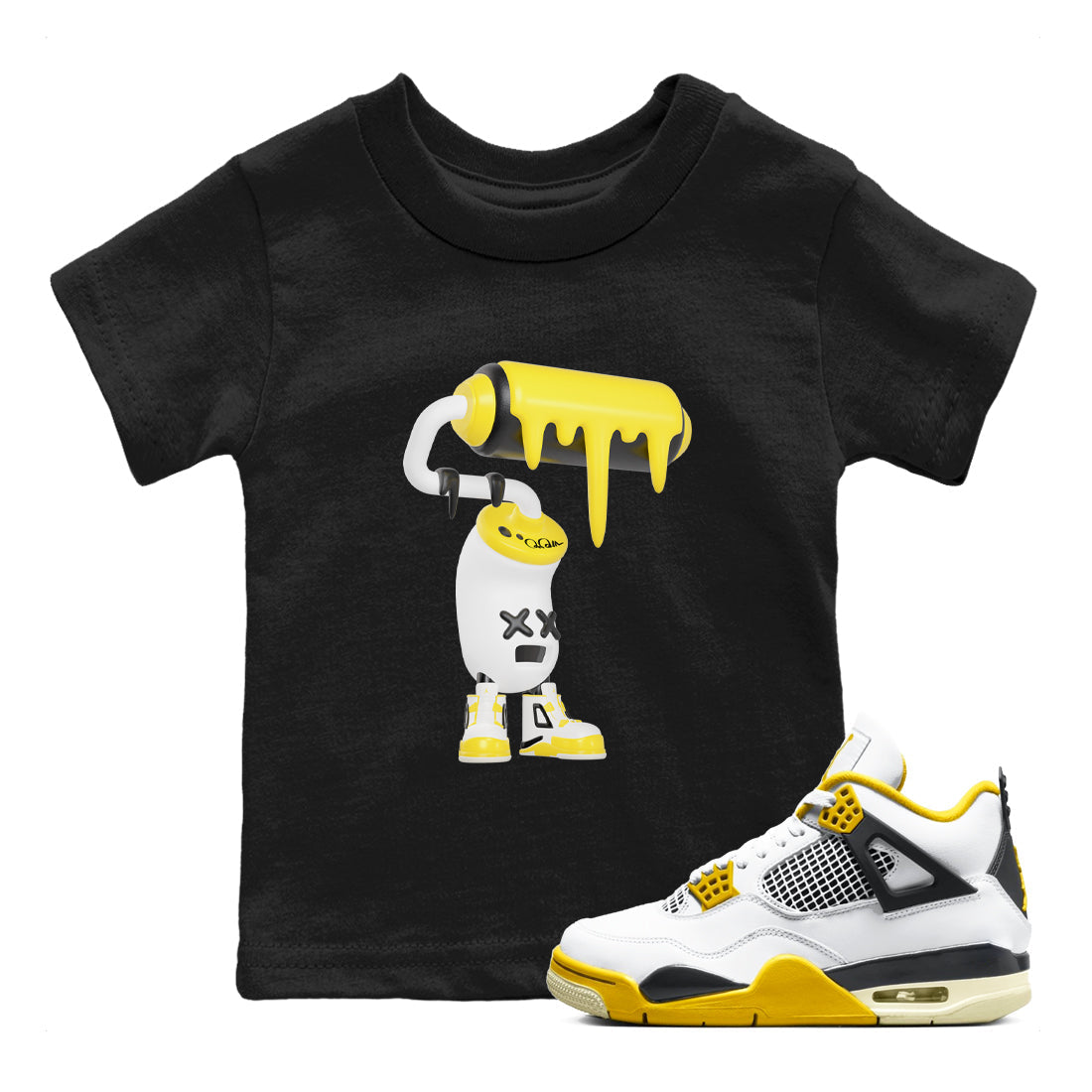 3D Paint Roller snkmatch Tees Kids - Air Jordan 4 Vivid Sulfur