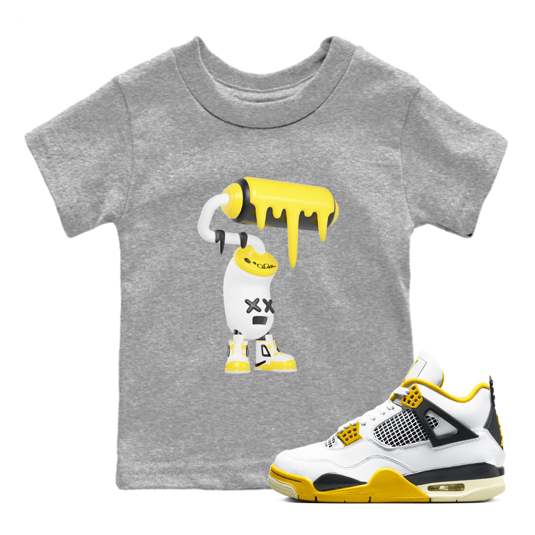 3D Paint Roller snkmatch Tees Kids - Air Jordan 4 Vivid Sulfur