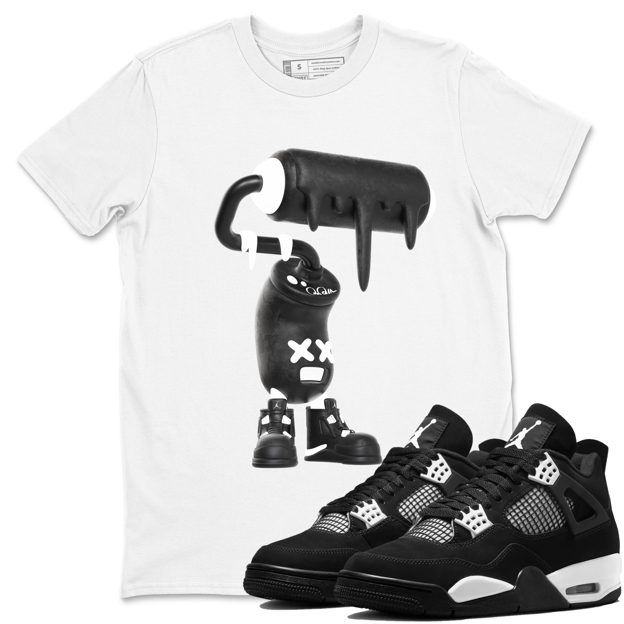 3D Paint Roller snkmatch Tees - Air Jordan 4 White Thunder