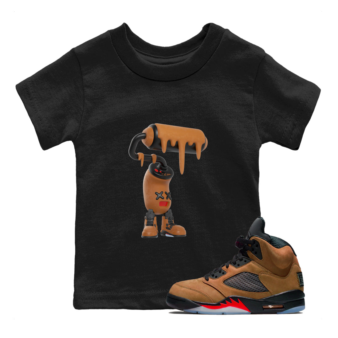 3D Paint Roller snkmatch Tees Kids - Air Jordan 5 Archaeo Brown