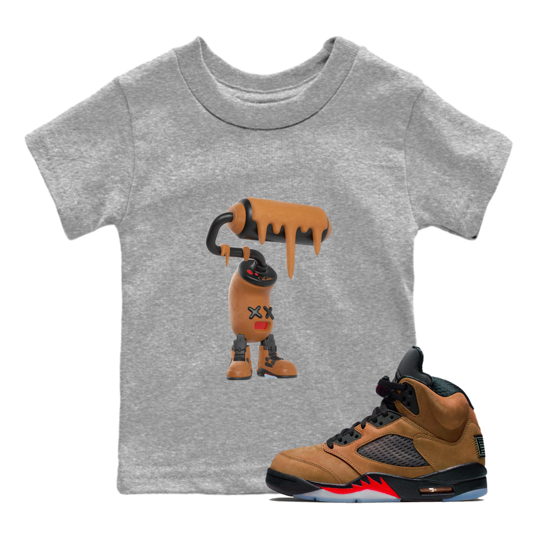 3D Paint Roller snkmatch Tees Kids - Air Jordan 5 Archaeo Brown