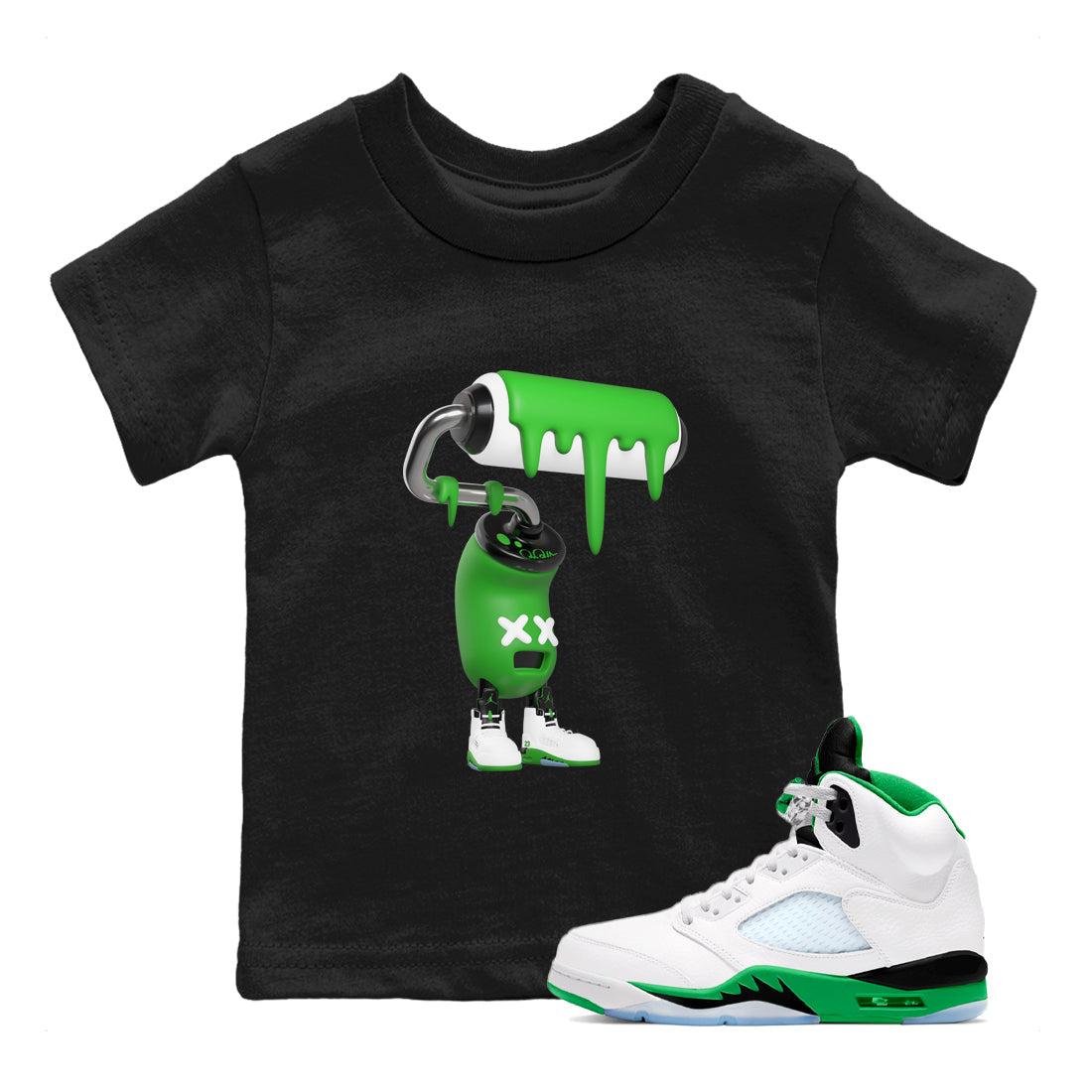 3D Paint Roller snkmatch Tee Kids - Air Jordan 5 Lucky Green