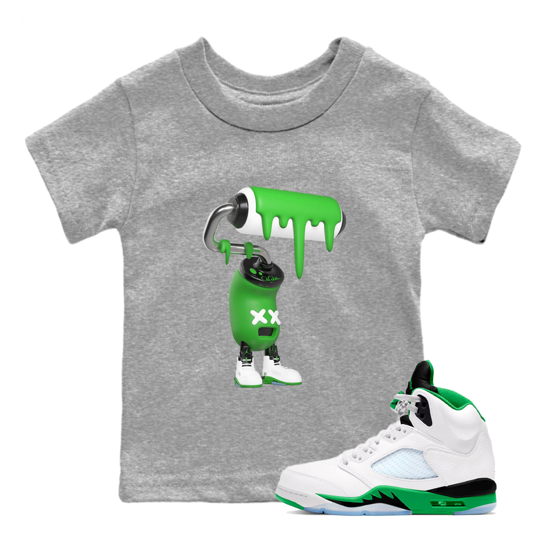 3D Paint Roller snkmatch Tee Kids - Air Jordan 5 Lucky Green
