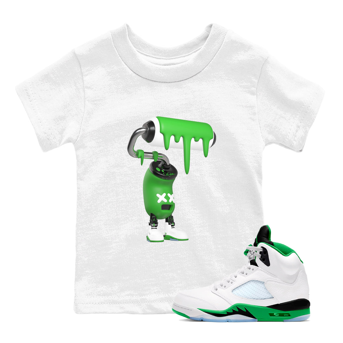 3D Paint Roller snkmatch Tee Kids - Air Jordan 5 Lucky Green