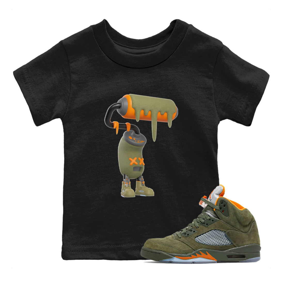 3D Paint Roller snkmatch Tees Kids - Air Jordan 5 Olive