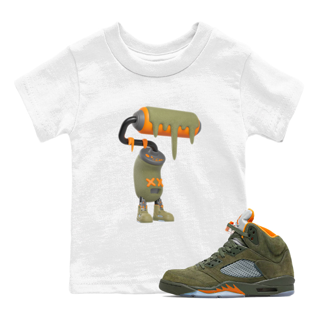 3D Paint Roller snkmatch Tees Kids - Air Jordan 5 Olive