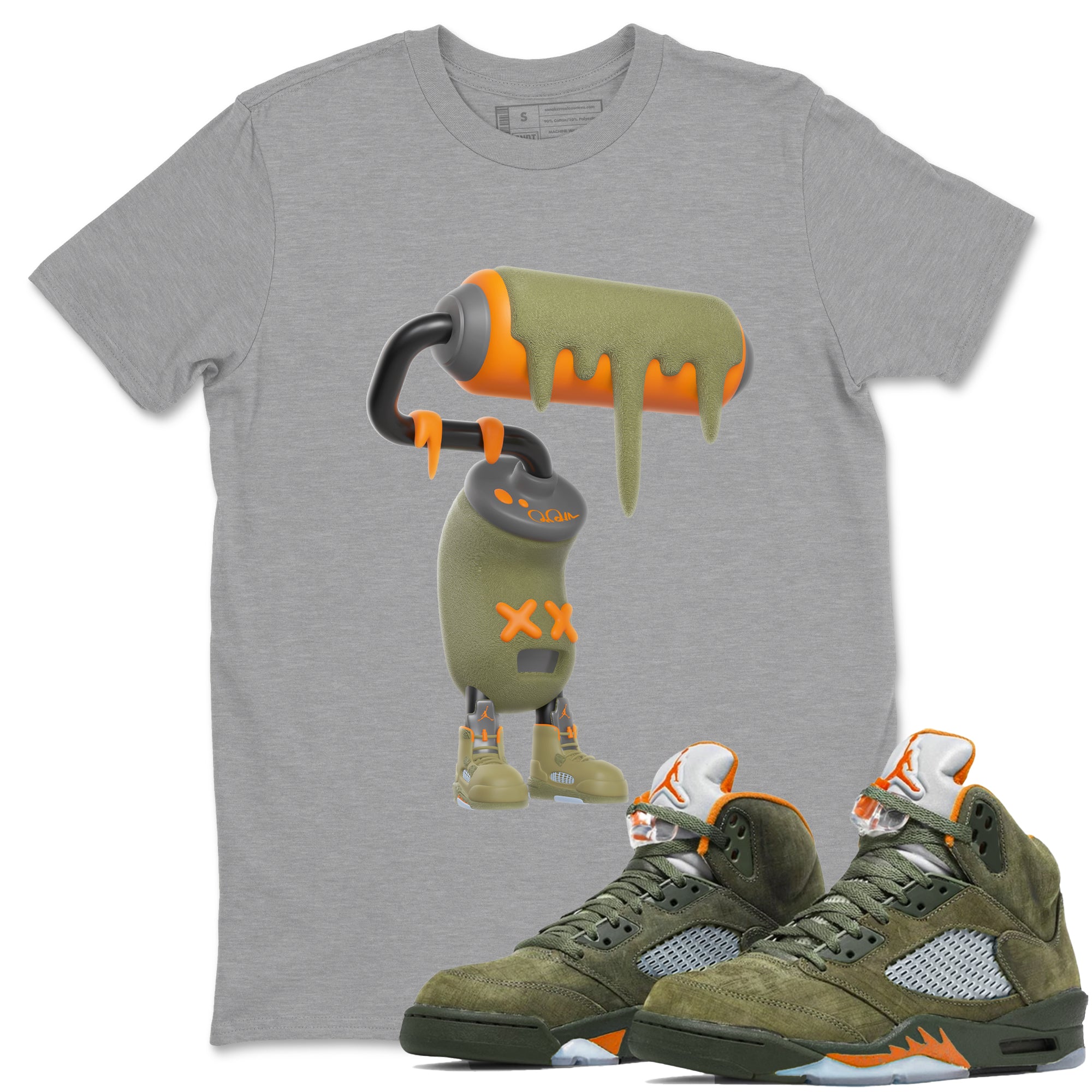 3D Paint Roller snkmatch Tees - Air Jordan 5 Olive