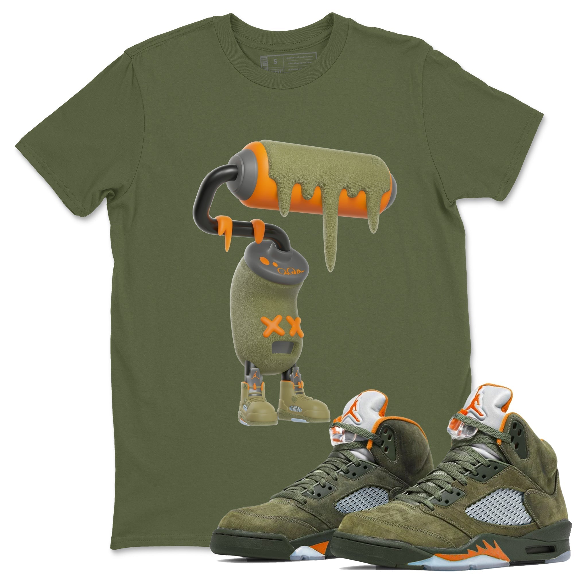 3D Paint Roller snkmatch Tees - Air Jordan 5 Olive