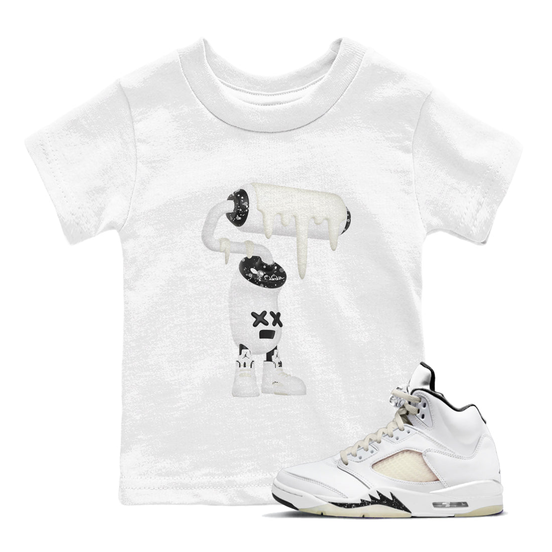 3D Paint Roller snkmatch Tees Kids - Air Jordan 5 Sail