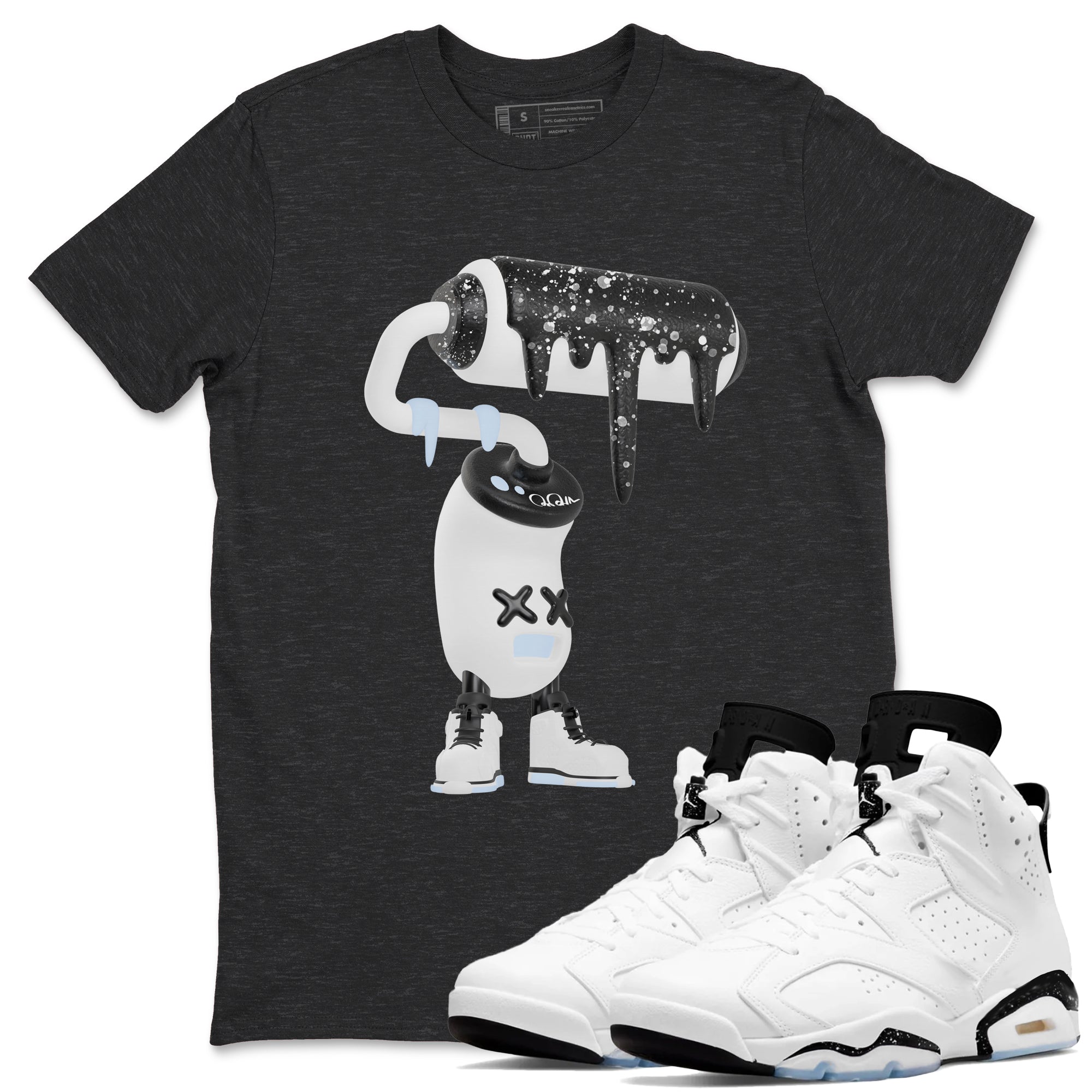 3D Paint Roller snkmatch Tees - Air Jordan 6 White Black