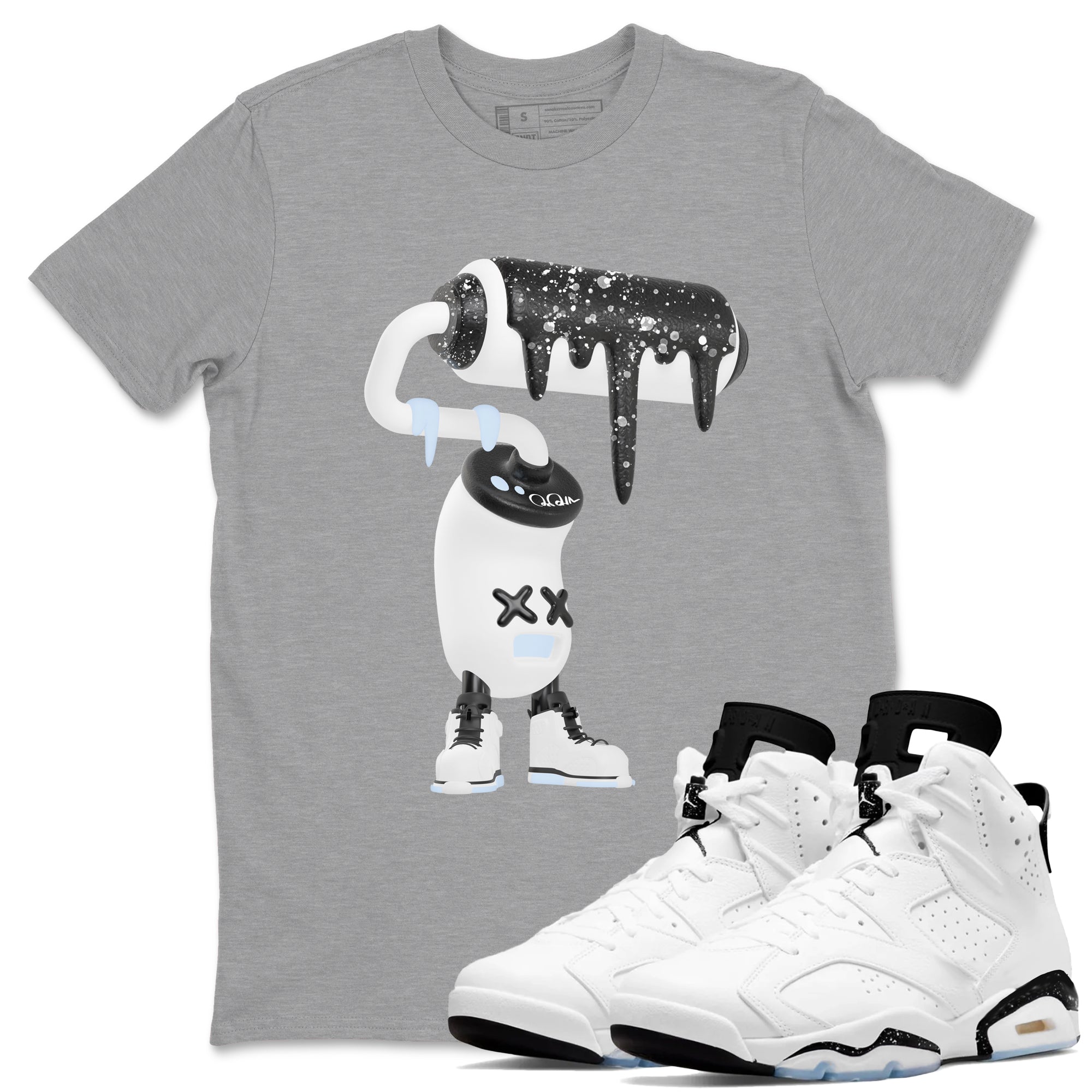 3D Paint Roller snkmatch Tees - Air Jordan 6 White Black