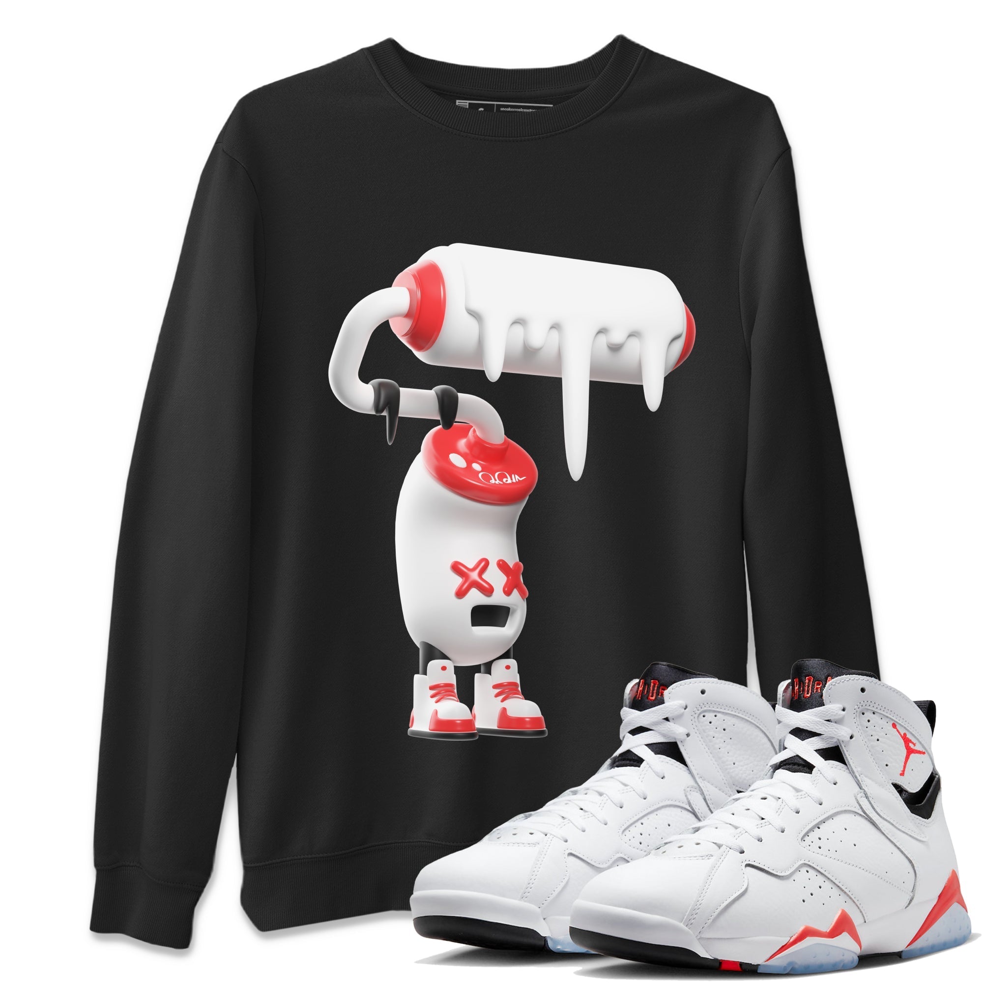 3D Paint Roller Unisex Tops - Air Jordan 7 White Infrared