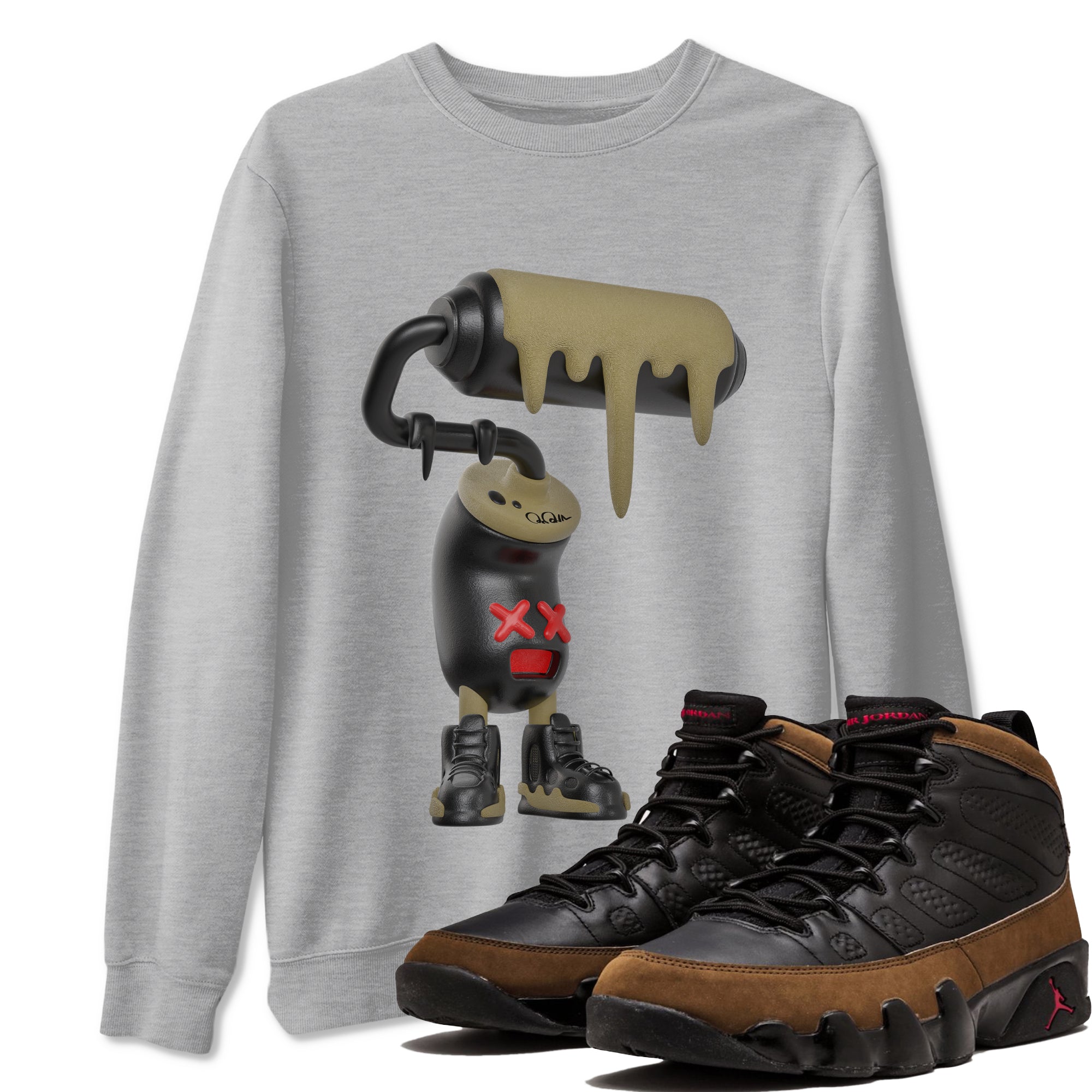 3D Paint Roller snkmatch Tees - Air Jordan 9 Olive