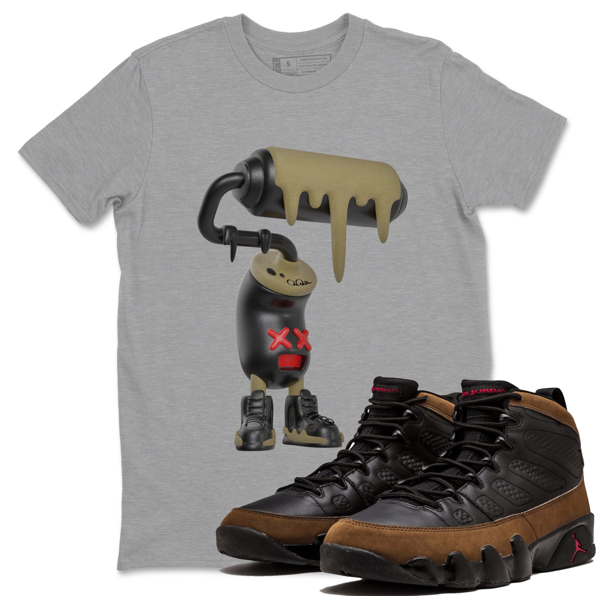 3D Paint Roller snkmatch Tees - Air Jordan 9 Olive