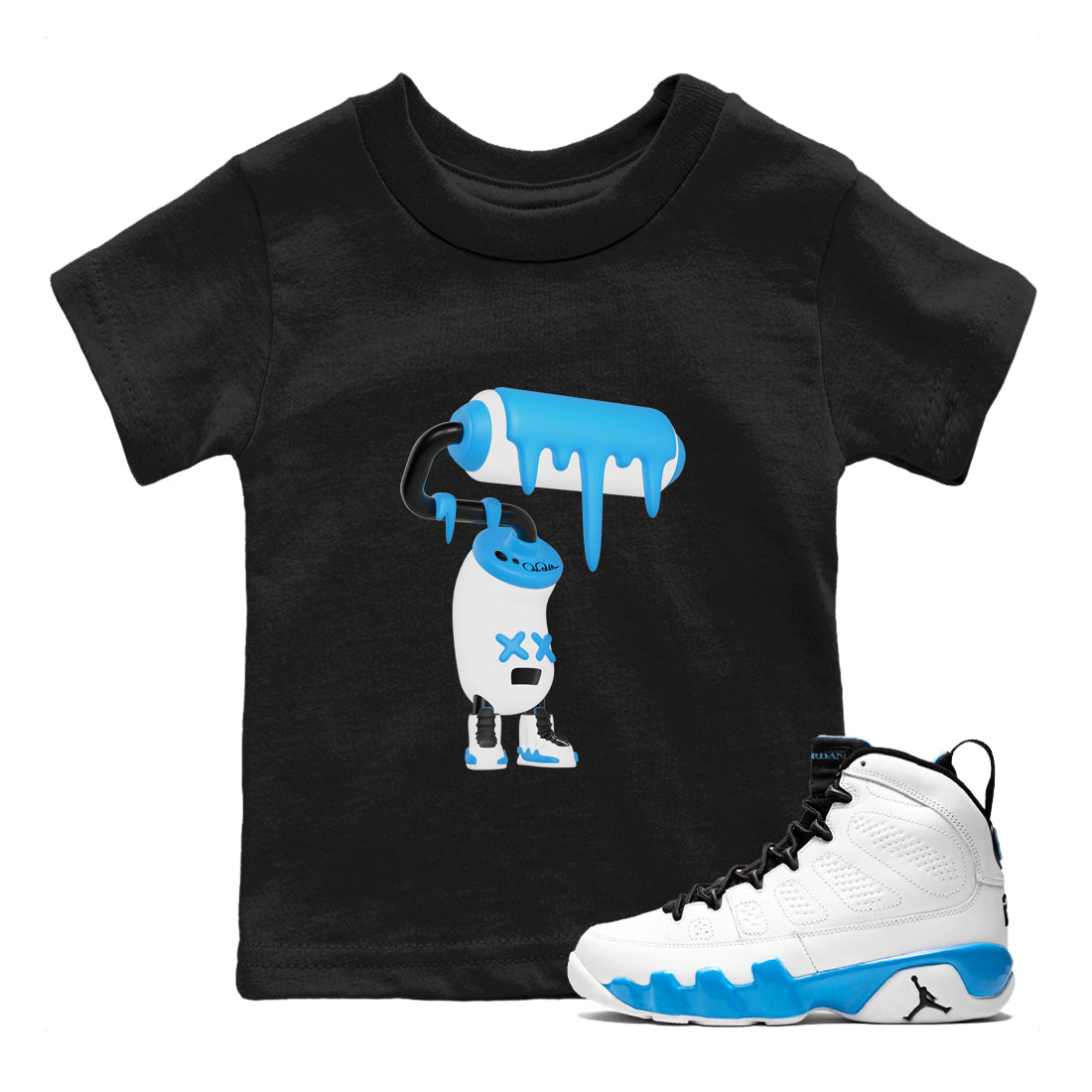 3D Paint Roller snkmatch Tees Kids - Air Jordan 9 Powder Blue