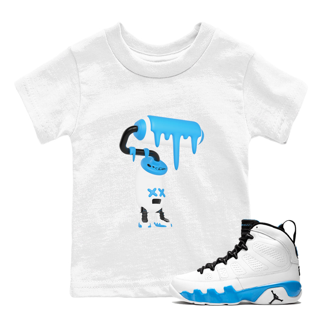 3D Paint Roller snkmatch Tees Kids - Air Jordan 9 Powder Blue