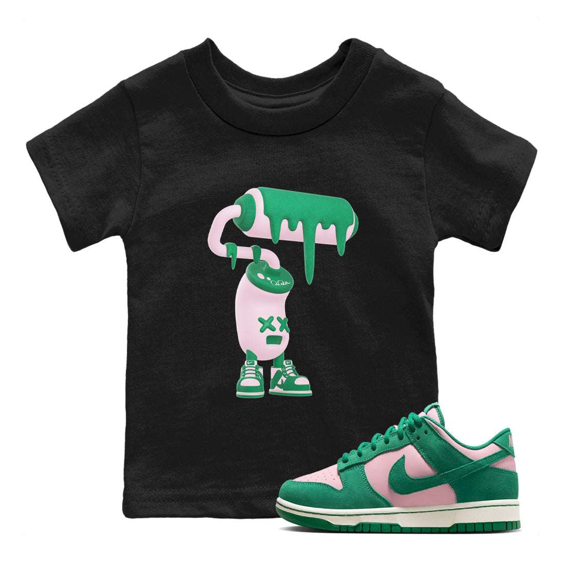3D Paint Roller snkmatch Tees Kids - Dunk Medium Soft Pink Malachite