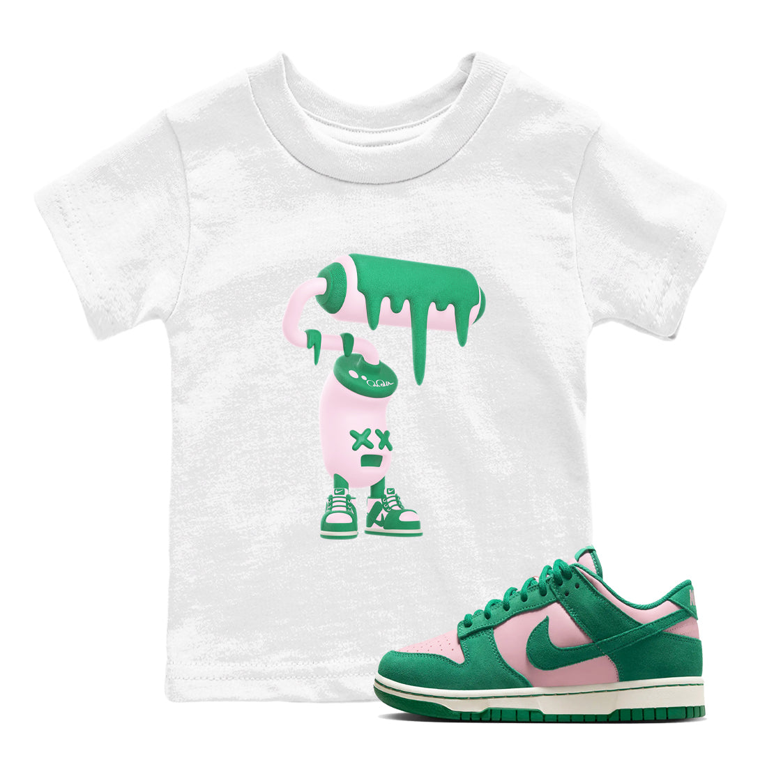 3D Paint Roller snkmatch Tees Kids - Dunk Medium Soft Pink Malachite