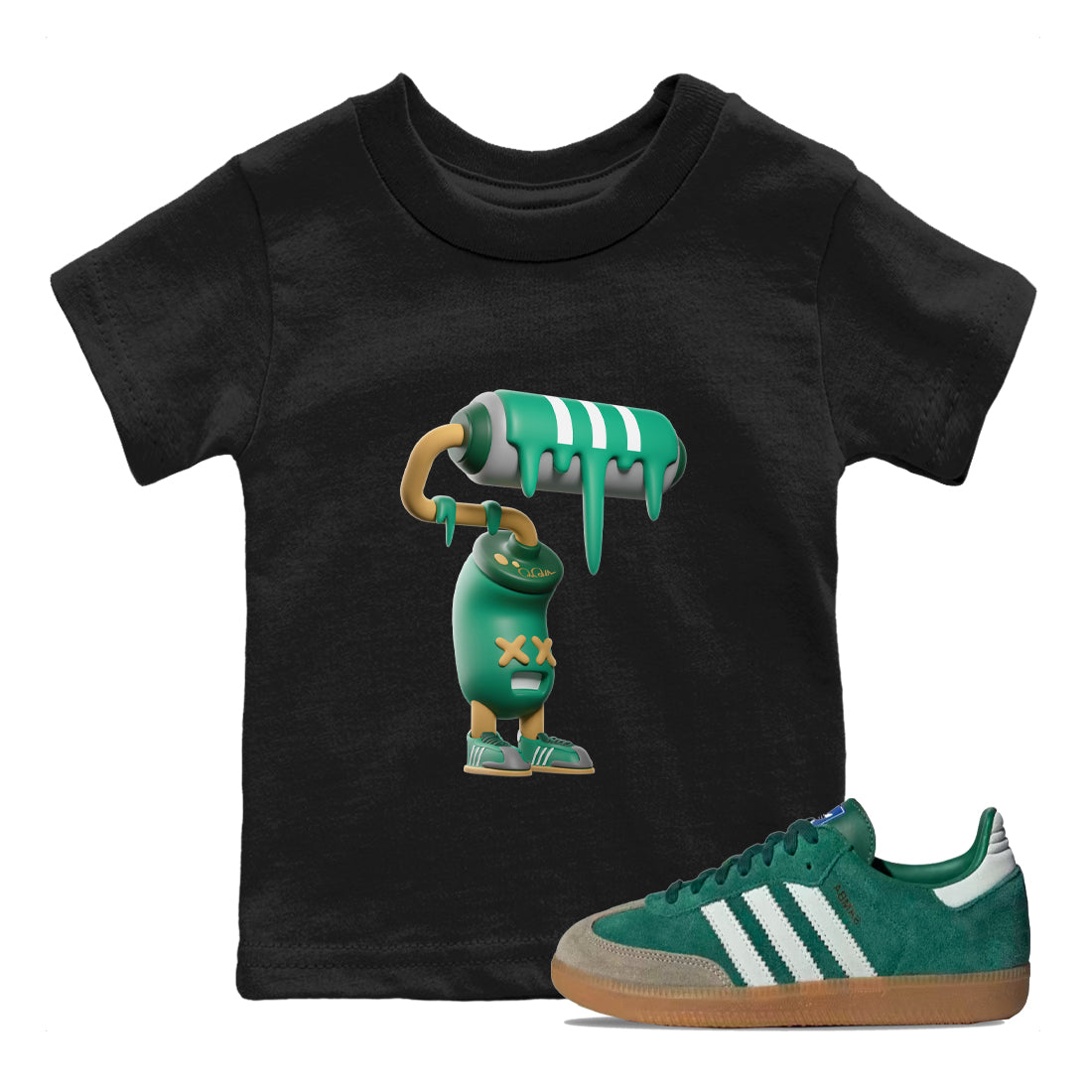 3D Paint Roller snkmatch Tee Kids - Samba Collegiate Green Gum