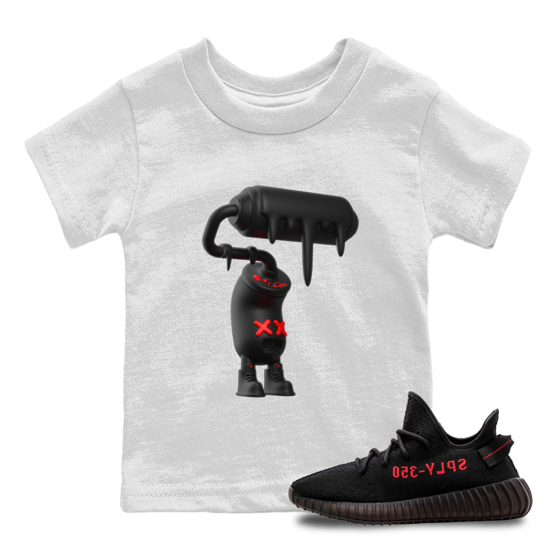 3D Paint Roller snkmatch Tee Kids - Yeezy 350 Bred