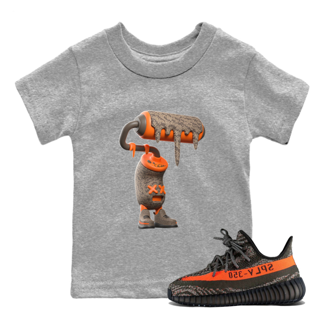 3D Paint Roller snkmatch Tee Kids - Yeezy 350 Carbon Beluga