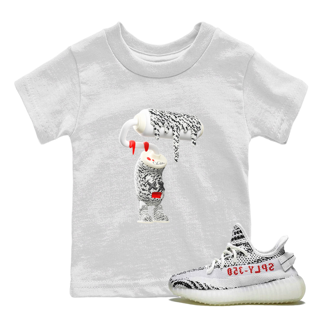 3D Paint Roller Kids Tops - Yeezy 350 Zebra