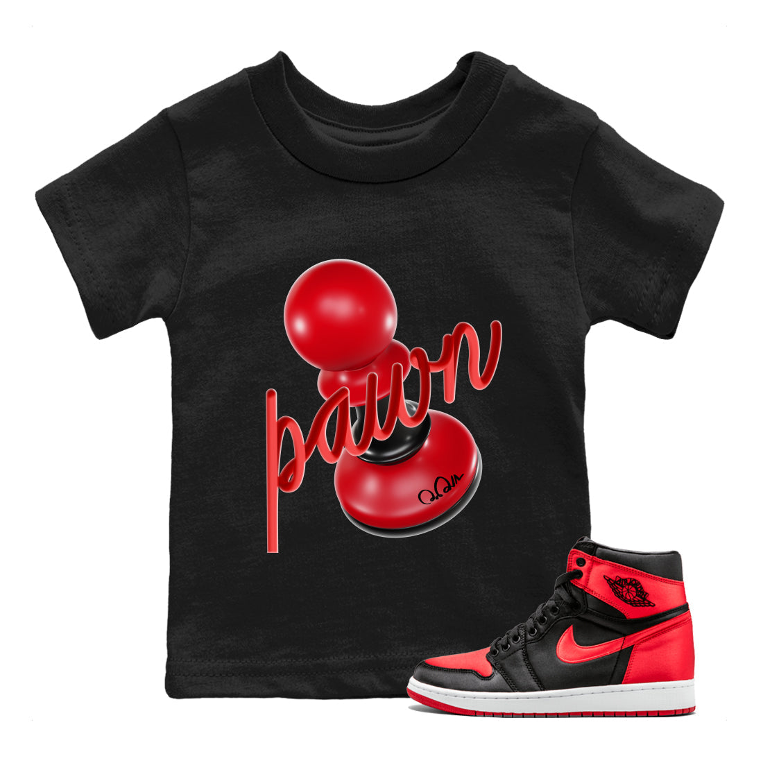 3D Pawn Kids Tops - Air Jordan 1 Satin Bred