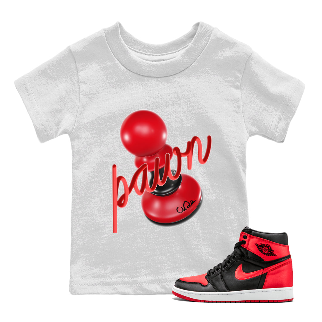3D Pawn Kids Tops - Air Jordan 1 Satin Bred